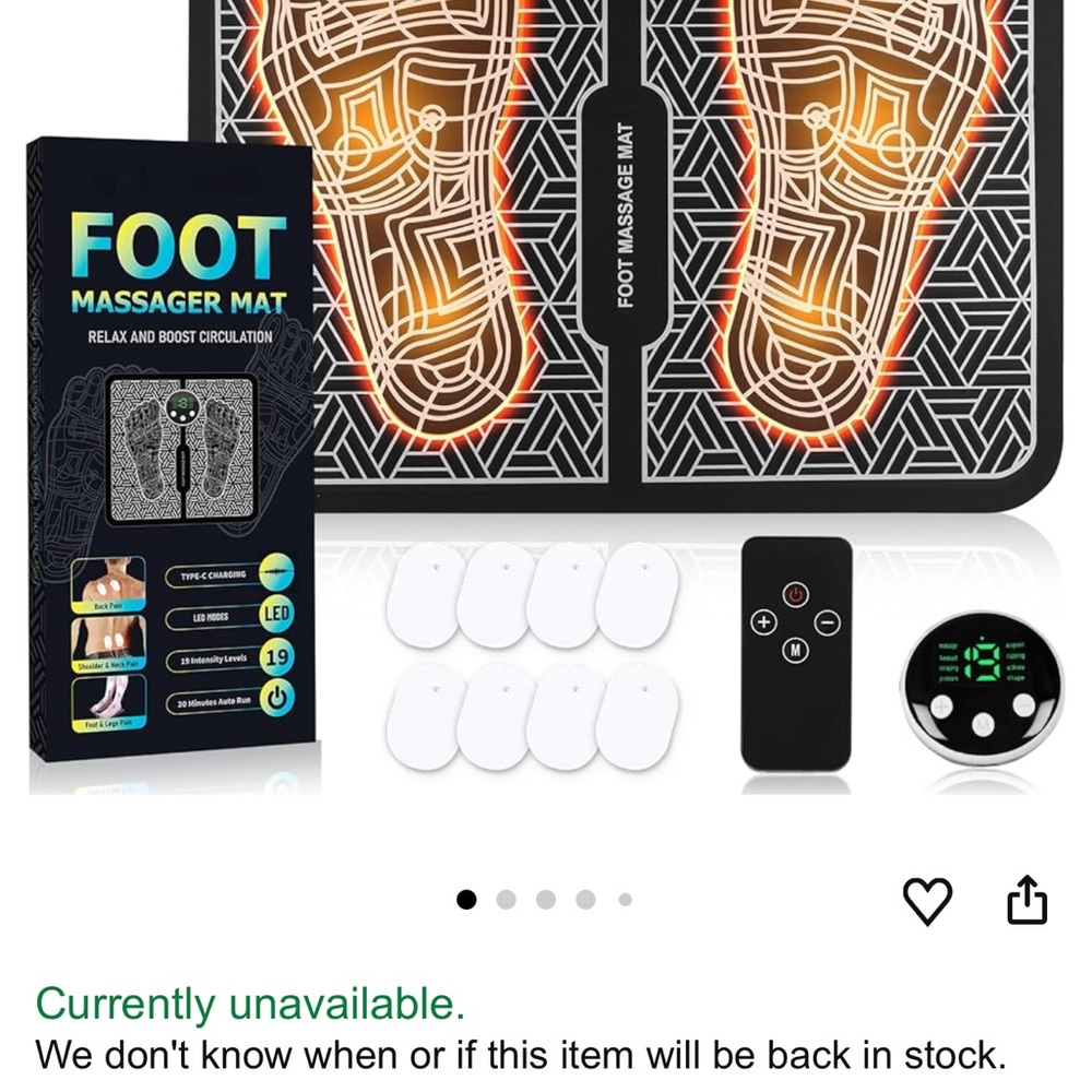 Electric Foot Massager Mat wRemote ~ Sold Out on-line! NIB $75 Boost Circulation